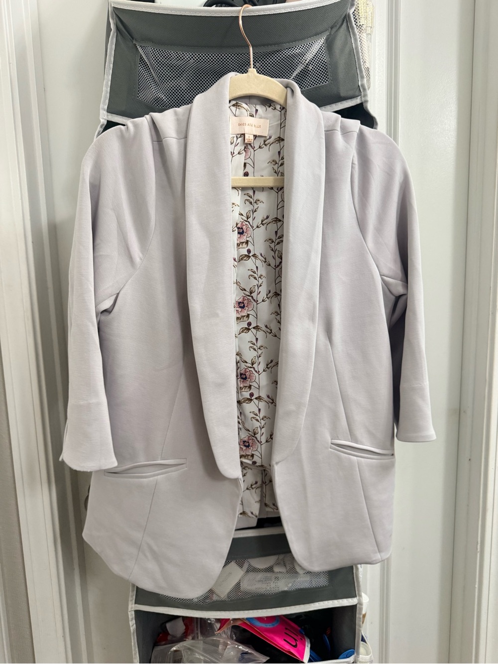 Open-Front Light Gray Women's Blazer Jacket